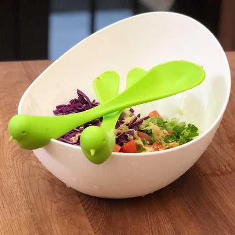 Salad Bowl With Creative Fork & Spoon