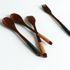Tableware Wood Fork Spoon Dessert Set