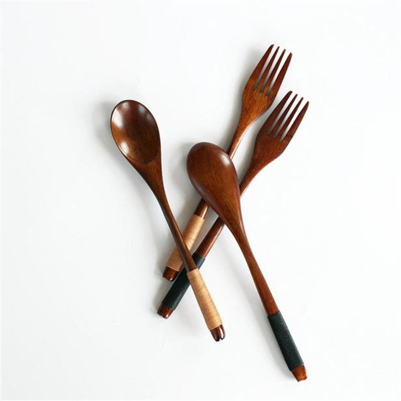 Tableware Wood Fork Spoon Dessert Set