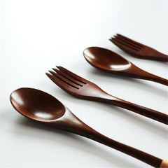Tableware Wood Fork Spoon Dessert Set